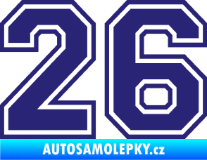 Samolepka Startovní číslo 26 typ 4 střední modrá