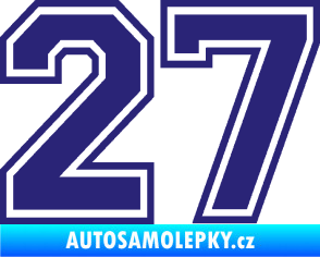 Samolepka Startovní číslo 27 typ 4 střední modrá