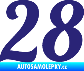 Samolepka Startovní číslo 28 typ 3 střední modrá