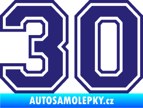 Samolepka Startovní číslo 30 typ 4 střední modrá