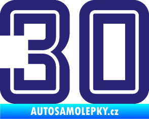 Samolepka Startovní číslo 30 typ 7 střední modrá