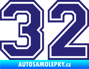 Samolepka Startovní číslo 32 typ 4 střední modrá