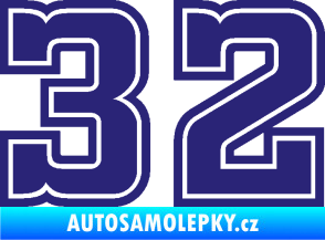 Samolepka Startovní číslo 32 typ 5 střední modrá