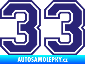 Samolepka Startovní číslo 33 typ 4 střední modrá