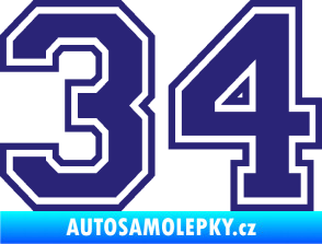 Samolepka Startovní číslo 34 typ 4 střední modrá