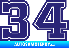 Samolepka Startovní číslo 34 typ 5 střední modrá