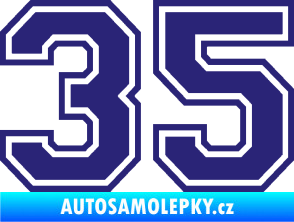 Samolepka Startovní číslo 35 typ 4 střední modrá