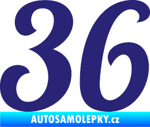 Samolepka Startovní číslo 36 typ 3  střední modrá
