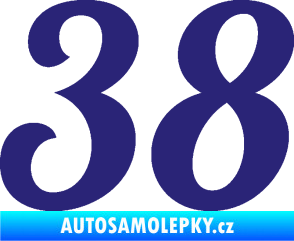 Samolepka Startovní číslo 38 typ 3  střední modrá