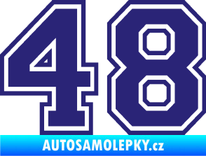 Samolepka Startovní číslo 48 typ 4 střední modrá