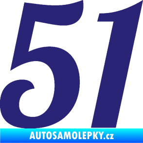 Samolepka Startovní číslo 51 typ 3 střední modrá