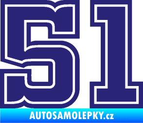 Samolepka Startovní číslo 51 typ 5 střední modrá