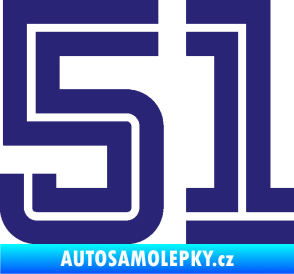Samolepka Startovní číslo 51 typ 7 střední modrá