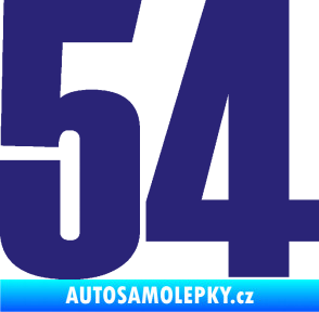Samolepka Startovní číslo 54 typ 2   střední modrá