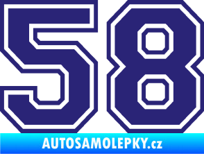 Samolepka Startovní číslo 58 typ 4 střední modrá