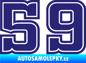 Samolepka Startovní číslo 59 typ 5 střední modrá