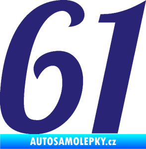 Samolepka Startovní číslo 61 typ 3 střední modrá