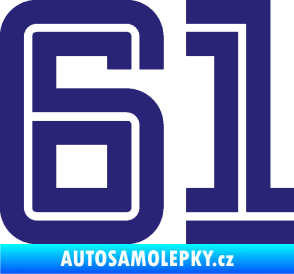 Samolepka Startovní číslo 61 typ 7 střední modrá