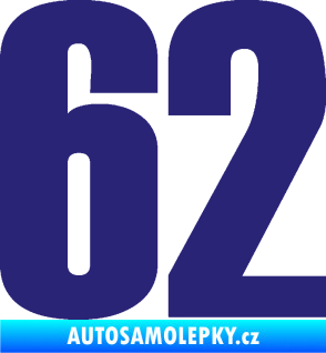 Samolepka Startovní číslo 62 typ 2  střední modrá