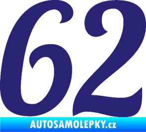 Samolepka Startovní číslo 62 typ 3 střední modrá