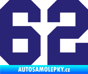 Samolepka Startovní číslo 62 střední modrá