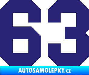 Samolepka Startovní číslo 63 střední modrá