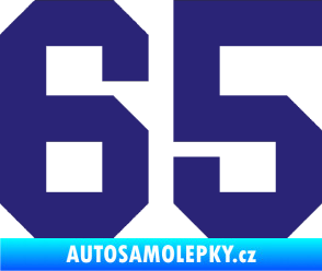 Samolepka Startovní číslo 65 střední modrá