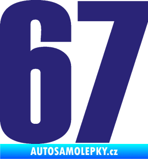 Samolepka Startovní číslo 67 typ 2      střední modrá