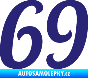 Samolepka Startovní číslo 69 typ 3 střední modrá