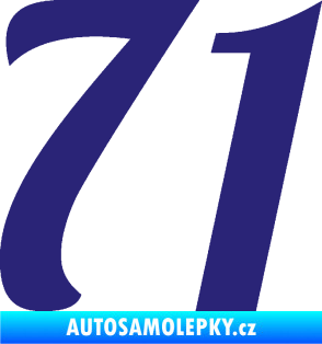Samolepka Startovní číslo 71 typ 3   střední modrá