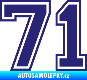 Samolepka Startovní číslo 71 typ 4 střední modrá
