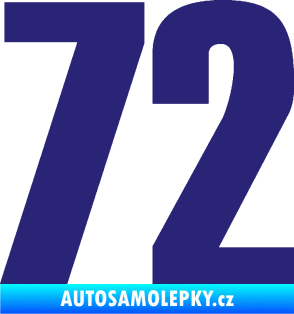 Samolepka Startovní číslo 72 typ 2   střední modrá