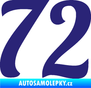 Samolepka Startovní číslo 72 typ 3   střední modrá