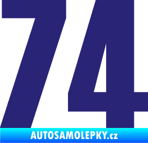 Samolepka Startovní číslo 74 typ 2     střední modrá