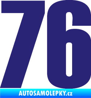 Samolepka Startovní číslo 76 typ 2       střední modrá