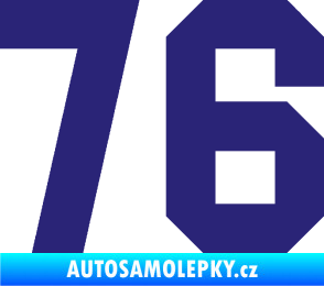 Samolepka Startovní číslo 76 střední modrá