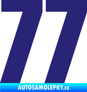 Samolepka Startovní číslo 77 typ 2        střední modrá