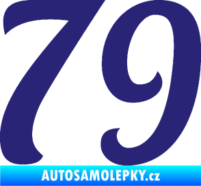 Samolepka Startovní číslo 79 typ 3   střední modrá