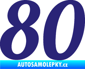 Samolepka Startovní číslo 80 typ 3   střední modrá