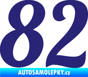 Samolepka Startovní číslo 82 typ 3   střední modrá