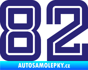 Samolepka Startovní číslo 82 typ 7 střední modrá
