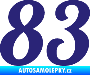 Samolepka Startovní číslo 83 typ 3   střední modrá