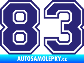 Samolepka Startovní číslo 83 typ 4 střední modrá