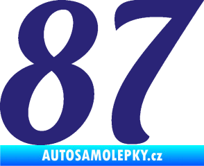 Samolepka Startovní číslo 87 typ 3   střední modrá