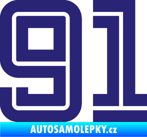 Samolepka Startovní číslo 91 typ 7 střední modrá