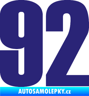 Samolepka Startovní číslo 92 typ 2  střední modrá