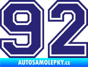 Samolepka Startovní číslo 92 typ 4 střední modrá