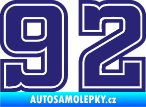 Samolepka Startovní číslo 92 typ 5 střední modrá