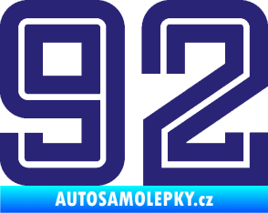 Samolepka Startovní číslo 92 typ 7 střední modrá