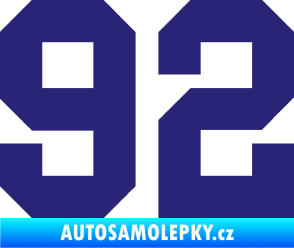 Samolepka Startovní číslo 92 střední modrá